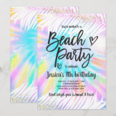 Invitation Fête de plage Anniversaire Pink Tie Dye Fête de pl (Devant / Derrière)