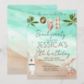 Invitation Fête de plage Anniversaire premier anniversaire fi (Devant / Derrière)