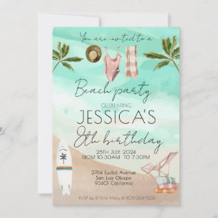 Invitation Fête de plage Anniversaire premier anniversaire fi