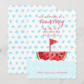Invitation Fête de plage au bateau en pastèque (Devant / Derrière)