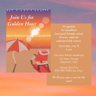 Invitation Fête de plage au coucher du soleil | Occasion côti