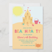 Invitation Fête de plage Château de sable d'été d'anniversair (Devant)