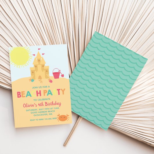 Invitation Fête de plage Château de sable d'été d'anniversair