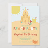 Invitation Fête de plage Château de sable d'été rétro Anniver (Devant)