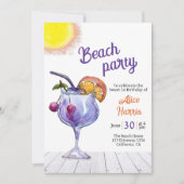 Invitation Fête de plage cocktail sweet 16 (Devant)