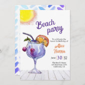 Invitation Fête de plage cocktail sweet 16 (Devant / Derrière)