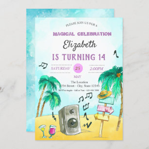 Invitation Fête de plage cool Anniversaire