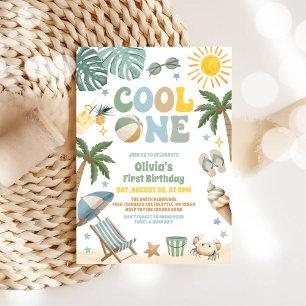 Invitation Fête de plage cool d'été pour un premier anniversa