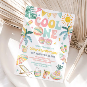Invitation Fête de plage Cool One Été 1er anniversaire