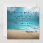 Invitation Fête de plage coquillages de sable eaux bleues (Dos)