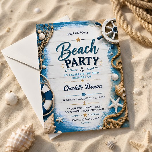 Invitation Fête de plage côtière 30e anniversaire