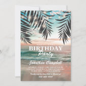 Invitation Fête de plage d'anniversaire tropical | Chaîne de  (Devant)