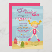 Invitation Fête de Plage de Fille de Snorkeling (Devant / Derrière)