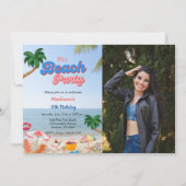 Invitation Fête de plage de filles, anniversaire tropical (Devant)
