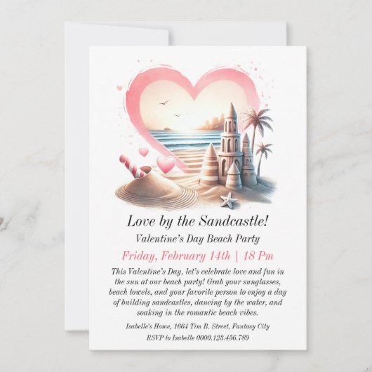 Invitation Fête de plage de la Saint-Valentin (Devant)