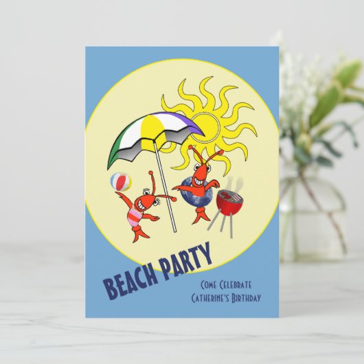 Invitation Fête de plage de langoustes (Debout devant)