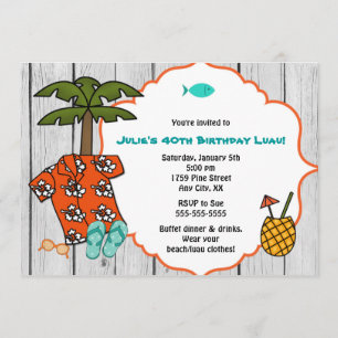Invitation Fête de plage de Luau Hawaiian Birthday Party