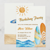 Invitation Fête de plage de surf  (Devant / Derrière)