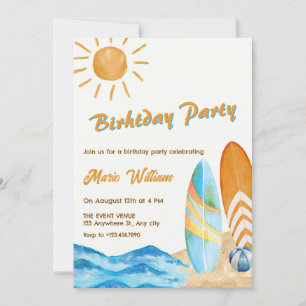 Invitation Fête de plage de surf 