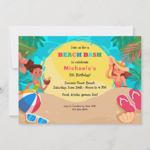 Invitation Fête de plage des filles