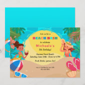 Invitation Fête de plage des filles (Devant / Derrière)