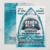 Invitation Fête de plage d'été Sharktastic (Devant / Derrière)