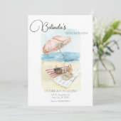 Invitation Fête de plage d'été Watercolor (Debout devant)