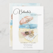 Invitation Fête de plage d'été Watercolor (Devant / Derrière)