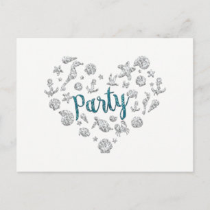 Invitation Fête de plage Diamants Teal Économisez