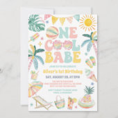 Invitation Fête de plage d'une bébé cool pour son premier ann (Devant)