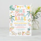 Invitation Fête de plage d'une bébé cool pour son premier ann (Debout devant)