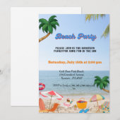 Invitation Fête de plage en famille, fête d'été à la plage (Devant / Derrière)