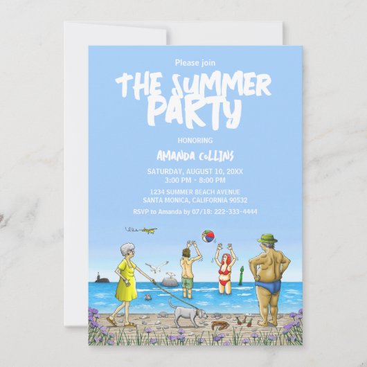 Invitation Fête de plage estivale (Devant)