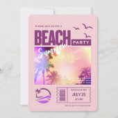Invitation Fête de plage estivale rose violet (Devant)