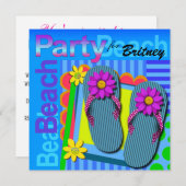 Invitation Fête de plage - Fun Flip Flops d'été (Devant / Derrière)