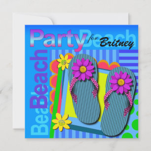Invitation Fête de plage - Fun Flip Flops d'été