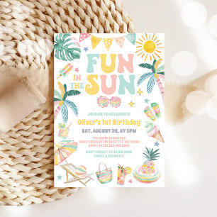 Invitation Fête de plage Fun In The Sun Anniversaire d'été 