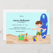 Invitation Fête de plage (Garçon) (Devant / Derrière)
