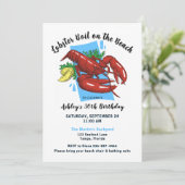 Invitation Fête de plage homard écrevisse bouillir  (Debout devant)