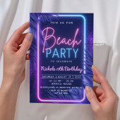 Invitation Fête de plage néon tropicale
