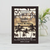 Invitation Fête de plage Palmiers Tropicale Nuit dorée Glamou (Debout devant)