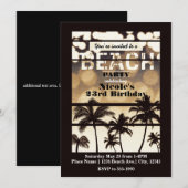 Invitation Fête de plage Palmiers Tropicale Nuit dorée Glamou (Devant / Derrière)