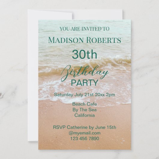 Invitation Fête de plage pour 30 ans (Devant)
