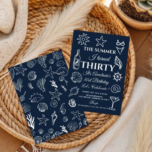 Invitation Fête de plage pour les 30 ans sur la côte, Thème O