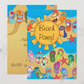 Invitation Fête de plage soleil et sandales (Devant / Derrière)