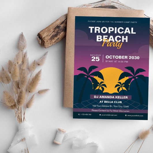 Invitation Fête de plage tropicale