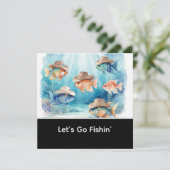Invitation Fête de poissons thème Texas (Debout devant)