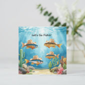 Invitation Fête de poissons thème Texas (Debout devant)