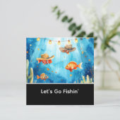 Invitation Fête de poissons thème Texas (Debout devant)