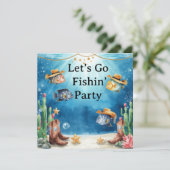 Invitation Fête de poissons thème Texas (Debout devant)